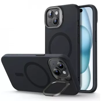 Husa pentru iPhone 15 Plus - ESR Cloud Soft HaloLock Kickstand - Black 