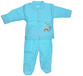 Compleu 2 piese pantaloni si bluza pentru bebelusi Mini Junior CMPMJ-115-5 Turcoaz 