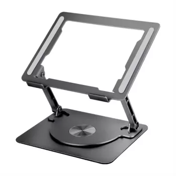 Suport laptop Smarto D087L ergonomic portabil reglabil cu baza rotativa 360° universal pliabil din aluminiu si silicon non alune 