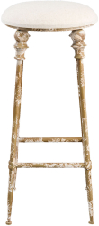 Scaun bar fier maro textil crem 34x78 cm 