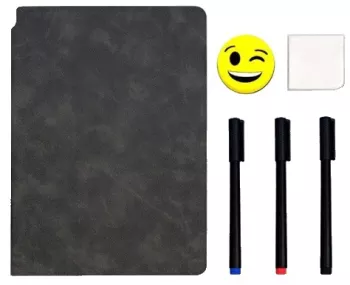 Set Agenda A5 Reutilizabila cu Pagini Tip Tabla Agenda Pagini Albe cu Stergere Uscata 3 Markere 1 Burete si 1 Laveta de sters Portabila 