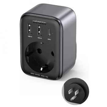 Incarcator Priza EU 2x USB Type-C la US Fast Charging 30W - Ugreen 15289 - Black 