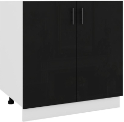 Corp inferior de bucatarie Sani Glamur 80x48x82 cm Negru Lucios 