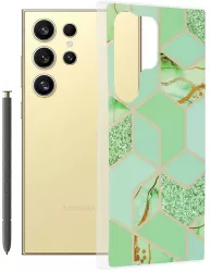 Husa pentru Samsung Galaxy S24 Ultra - Techsuit Marble Series - Green Hex 