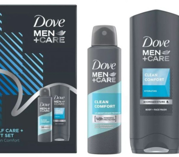 Set Dove Men+Care Self Care Clean Comfort Antiperspirant spray 150 ml + Gel de dus 250 ml 