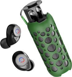 Boxa portabila wireless ZEEVOS cu casti bluetooth incorporate stereo HI-FI surround 360° led RGB verde 