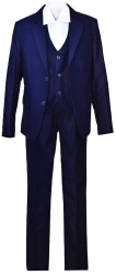 Costum elegant din 3 piese pentru baieti LA Kids 1739-B Bleumarin 