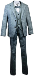 Costum elegant din 4 piese pentru baieti LA Kids 1767-59 Gri 