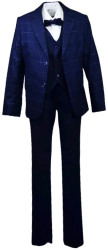 Costum elegant din 4 piese pentru baieti LA Kids 1767-B Bleumarin 