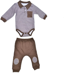 Compleu 2 piese pantaloni si body pentru baieti Mini Junior COMP-MJ18 Maro 