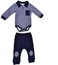 Compleu 2 piese pantaloni si body pentru baieti Mini Junior COMP-MJ19 Bleumarin 