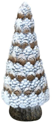 Decoratiune Craciun ceramica brad alb si maro LED 3xAA 19x19x49.5 cm 