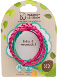Bratara aromatica din piele impregnata cu uleiuri esentiale &ndash roz+bleu 