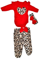 Compleu 3 piese pantaloni body si bentita pentru fete Mini Junior COMP-MJ5 Rosu 