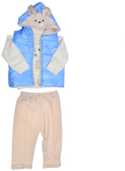 Compleu 3 piese pantaloni vesta si bluza pentru baieti Mini Junior COMP-MJ29 Crem 