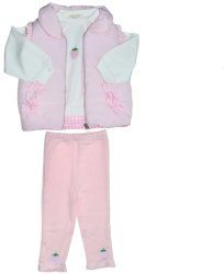 Compleu 3 piese pantaloni vesta si bluza pentru fete Mini Junior COMP-MJ27 Roz 