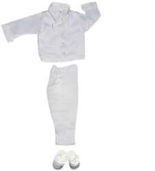 Costum pentru botez din 5 piese pentru baieti Mini Junior CBTZ-3640 Alb 