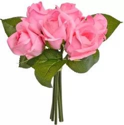 Buchet Trandafiri artificiali roz verde 16x16x24 cm 