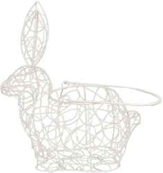 Cos Iepuras metal alb 20x12x24 cm 