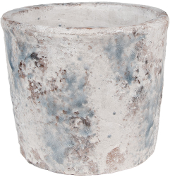 Ghiveci flori teracota alb albastru 18x15 cm 