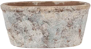 Ghiveci flori teracota bej albastra 26x13x12 cm 