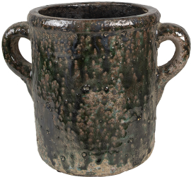Ghiveci flori teracota verde maro 26x18x21 cm 