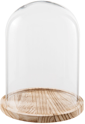 Platou decorativ lemn natur sticla transparenta 23x29 cm 