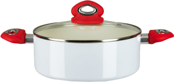 Oala ceramica Hausberg HB-H715A 4.5 l 28x10.5 cm Alb/Rosu 