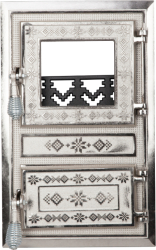 Usa Soba Monobloc cu Geam Motive Romanesti Nichelata 475x295 mm fonta argintie AV679707 