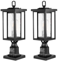 Set 2 lampi pentru gradina cu senzor de lumina inclus Retro Aluminiu/Sticla E27 max 100 W 162 x 162 x 495 mm fara bec IP45