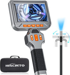Endoscop industrial camera de inspectie rotativa electric 360° cu lentila de 6 mm 8 lumini LED reglabile ecran de 5 inch tub semiri