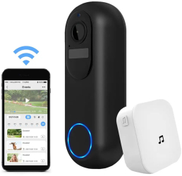 Sonerie Video Wireless CZAY® cu Difuzor Interior Interfon fara Fir 5G Wi-Fi Rezistenta la Apa TuyaSmart si Smart Life Microfon Bid 