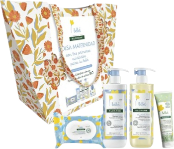 Set Gel de baie 500 ml + Lapte de corp 500 ml + Crema pentru zona scutecului 100 ml + Servetele umede 25 buc + Geanta 1 buc Klorane Bebe 