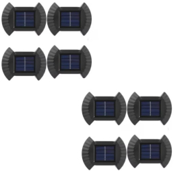 Set 8 lampi LED solare cu lumina bidirectionala pentru garduri scari exterioare senzor de lumina alb cald