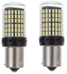 Set 2 becuri auto led BA15S 1156 P21W 144LED SMD pini la 180 grade lumina alba BZRSH