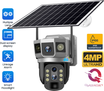 Camera supraveghere Smart QSQ3 4G Rotire/ Inclinare Dual Camera Panou solar Viziune nocturna Unghi larg Audio Sirena 