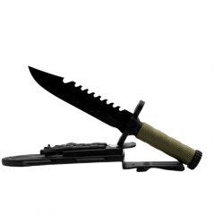 Cutit supravietuire cu ascutitor busola fluier si amnar IdeallStore® 31 cm teaca inclusa 