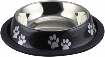 Bol pentru hrana animale cu suport gumat model labute diametru 15.5 cm Negru 