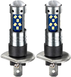 Set 2 becuri auto LED H1 cu lupa 60W 27 SMD 12V 6000K BZRSH 