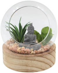 Glob decorativ sticla cu Buddha 12cm 