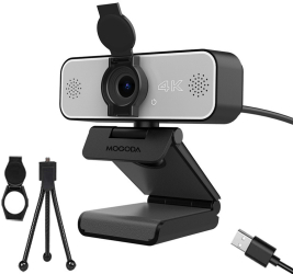 Camera Web 4K UltraHD Rezolutie 3840x2160 Microfon dual Trepied si Capac inclus Conectare USB fara softuri 