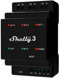 Releu inteligent Shelly Pro 3 - 3canale WiFi LAN sina DIN control aplicatie compatibil Amazon Alexa Google Assistant si Home Assistant 