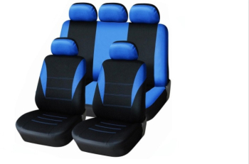 Set huse scaune auto universale fata-spate Negru cu albastru material textil compatibil airbag 