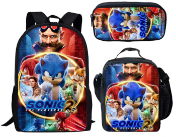 Set rucsac pentru copii sonic cu punga de creion si geanta de Umar 3D 