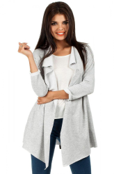 Cardigan dama Aurelia cu maneca lunga 3/4 bumbac L-XL gri deschis