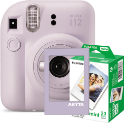 Camera foto instant Fujifilm Instax mini 12 Lilac Purple cu rama magnetica Akyta si 20 filme 