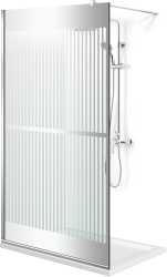 Paravan dus walk-in Aqua Roy ® full Inox model Mediteran incolor sticla clara 8mm securizata tratat anticalcar 140x195 cm 