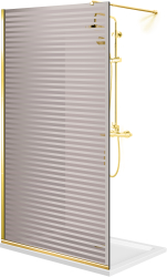 Paravan dus walk-in Aqua Roy ® Gold full inox model Moris incolor sticla bronz 8mm securizata tratat anticalcar 90x195 cm 