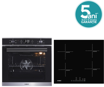Pachet incorporabil Samus Cuptor SC625GDX5 Clasa A 2000W 75L Semi grill + Plita incorporabila inductie Samus PSI-64BG7 Negru 