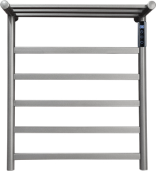 Radiator electric baie TRENDYS 45 x 52 cm digital gri mat cu 5 brate si etajera pentru depozitare prosoape 